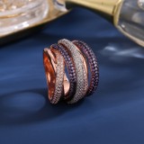 Anillos de circón con incrustaciones de cobre geométricos de moda de 1 pieza
