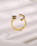 El epóxido de cobre de la cara sonriente del estilo simple plateó los anillos abiertos chapados en oro 18K