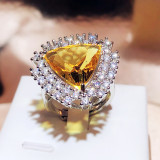 Anillos abiertos de piedras preciosas artificiales con incrustaciones de cobre triangular de estilo clásico