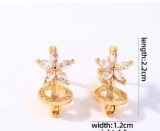1 par de pendientes colgantes chapados en oro blanco con incrustaciones de flores de estilo sencillo e informal con incrustaciones de cobre y circonita