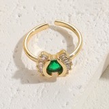 Anillos chapados en oro de 14K con incrustaciones de circonio asimétrico de cobre con gotas de agua de estrella cuadrada de estilo clásico elegante