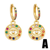 1 par de pendientes colgantes chapados en oro de 18 quilates con incrustaciones de ojo del diablo a la moda estilo IG