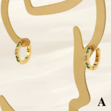 1 par de pendientes chapados en oro de 18K con incrustaciones de flores cuadradas redondas de estilo Simple y elegante