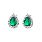1 par de pendientes de circonita de cobre con incrustaciones irregulares de copos de nieve y flores de gotas de agua de estilo Simple Glam
