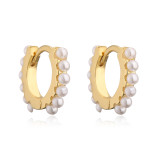 Pendientes de perlas de circonio de oro de 18 quilates con revestimiento de cobre de estilo simple
