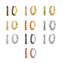 Pendientes de círculo de circonio de color de diamantes de aguja de plata transfronterizos S925