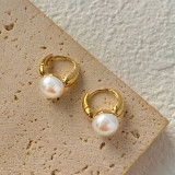 1 par de pendientes de cobre con perlas de imitación chapados geométricos Retro para mujer