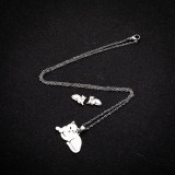 Moda Animal Chapado en acero inoxidable Pendientes Collar 1 Juego