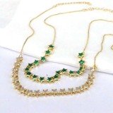 Collar de circón chapado en oro de cobre con estrella brillante elegante a granel