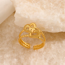 Anillos abiertos de acero inoxidable con forma de corazón dulce a granel