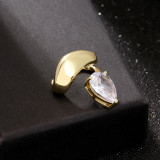 Clips de oreja de circón con incrustaciones de cobre chapado en gotas de agua de moda 1 pieza