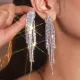 1 par de pendientes colgantes chapados en plata y cobre con diamantes de imitación de Color sólido de estilo Simple
