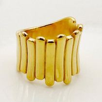 Novedad, líneas de estilo simple, anillos chapados en oro pulido de acero inoxidable