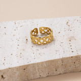 El chapado geométrico de acero inoxidable de Streetwear ahueca hacia fuera el anillo abierto plateado oro 18K