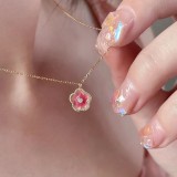 Elegante collar de perlas artificiales con incrustaciones de cobre geométrico