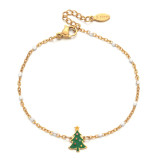Pulseras plateadas oro lindas del chapado en oro del esmalte del acero inoxidable del árbol de navidad del estilo de la historieta al por mayor