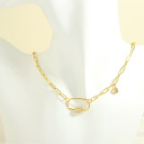 Collar con colgante chapado en oro de 18 quilates con incrustaciones de cobre y gotas de agua ovaladas estilo IG