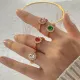 Anillo De Circón De Color Ovalado De Acero Inoxidable Grueso Chapado En Oro De 18 Quilates De Moda