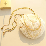 Collar simple retro de moda Cadena de clavícula de acero de titanio de múltiples capas