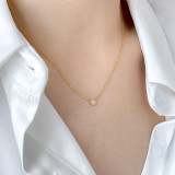 Collar con colgante de diamantes de imitación con incrustaciones de acero de titanio geométrico de estilo Simple elegante para mujer