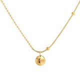 Collar con colgante chapado en oro de 18 quilates con revestimiento de acero de titanio y bola de letras de estilo simple IG