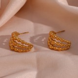 1 par de pendientes chapados en oro de 18 quilates con forma de C, estilo Simple, Estilo Vintage