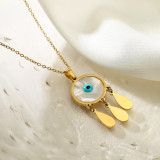 Collar con colgante chapado en oro de 18 quilates con revestimiento de acero de titanio y ojo de diablo de estilo moderno