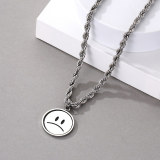 Collar con colgante chapado en acero inoxidable con cara sonriente de hip-hop