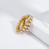 1 par de pendientes chapados en oro de 18 quilates con incrustaciones ovaladas redondas y elegantes de acero inoxidable para mujer