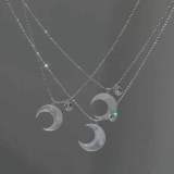 Collar con colgante de diamantes de imitación de acero y titanio, concha de Luna, estilo Simple, venta al por mayor