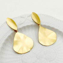 1 par de pendientes colgantes chapados en oro de acero inoxidable, elegantes, artísticos, dulces, de Color sólido