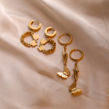 1 par de pendientes colgantes chapados en oro de 18 quilates con incrustaciones de mariposa y acero de titanio y circonita de estilo sencillo