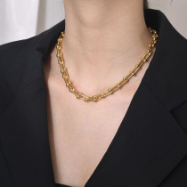 Collar Chapado En Oro De Acero De Titanio Geométrico De Moda
