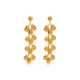 Pendientes colgantes retro chapados en acero inoxidable con gotas de agua, 1 par