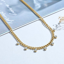 Nuevo collar de circón de acero inoxidable europeo y americano Ins Punk Colgante de diamante Cadena de clavícula de acero de titanio Cadena de cuello Mujer Oro