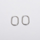 Pendientes chapados en pulido de acero inoxidable en forma de U de estilo simple 1 par