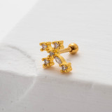 1 pieza, pendientes de cartílago chapados en oro de 18K con incrustaciones de araña cruzada de estilo dulce y Simple, circonita de acero inoxidable