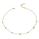 Collar de circón con incrustaciones de acero de titanio redondo dulce
