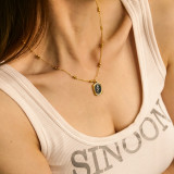 Collar con colgante chapado en oro de 18 quilates con revestimiento de acero inoxidable rosa de estilo moderno