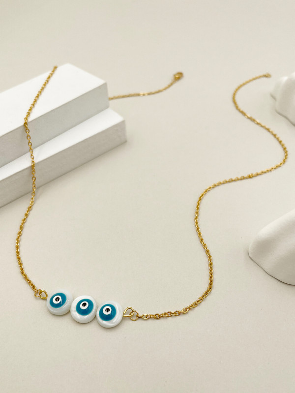 Collar chapado en oro con revestimiento de esmalte de acero inoxidable con ojo divertido gótico