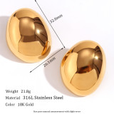 1 par de aretes chapados en oro de 18 quilates de acero inoxidable con revestimiento geométrico de estilo clásico básico