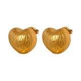 1 par de pendientes elegantes chapados en oro de 18 quilates con forma de corazón de acero titanio y estilo vintage