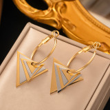 1 par de pendientes chapados en oro de 18 quilates con diseño de mariposa, estrella triangular, estilo IG