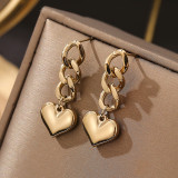 Pendientes colgantes de acero de titanio con forma de corazón a la moda, pendientes de acero inoxidable chapados, 1 par