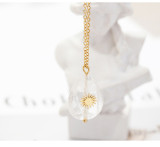 Collar Con Colgante De Perlas Artificiales Chapado En Oro De Acero Titanio Geométrico De Moda