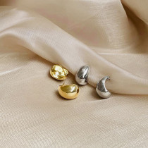 1 par de pendientes chapados en plata y oro de acero titanio con revestimiento geométrico de estilo Simple