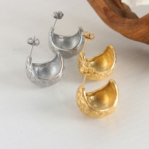 1 par de pendientes chapados en oro de acero titanio con revestimiento de color sólido de estilo simple