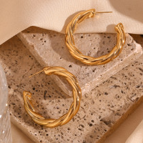 1 par de pendientes básicos chapados en oro de 18 quilates de acero inoxidable con revestimiento de color sólido geométrico estilo simple estilo clásico
