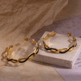 1 par de pendientes colgantes chapados en oro de 18K con incrustaciones de acero inoxidable con forma de corazón redondo de estilo Simple de estilo Vintage