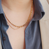 Collares acodados chapados en oro geométricos del acero inoxidable 18K del estilo simple al por mayor